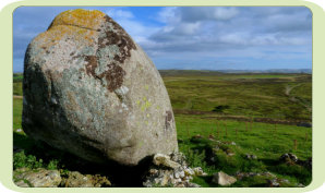 White Hag Thunder Stone is a glacial eratic boulder about 30 yds south of the Cairn circle